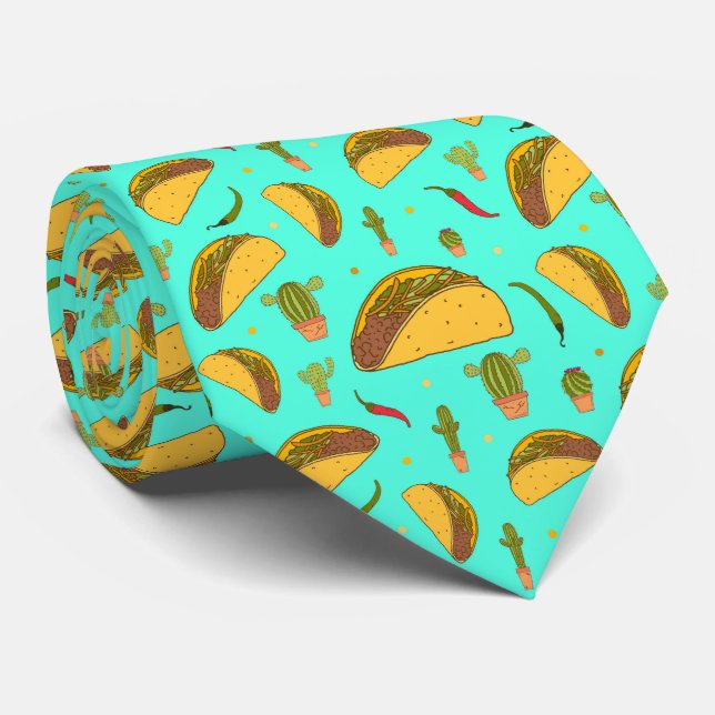 Mexican Restaurant Corn Tortilla Taco Illustration Tie (Rolled)