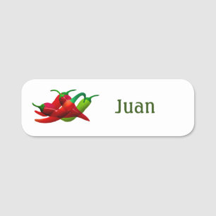 Mexican Restaurant Hot Peppers Name Tag