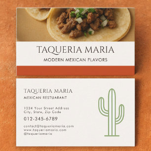Mexican Restaurant Photo Catering Service Business Card