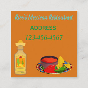 Mexican Restaurant. Square Business Card