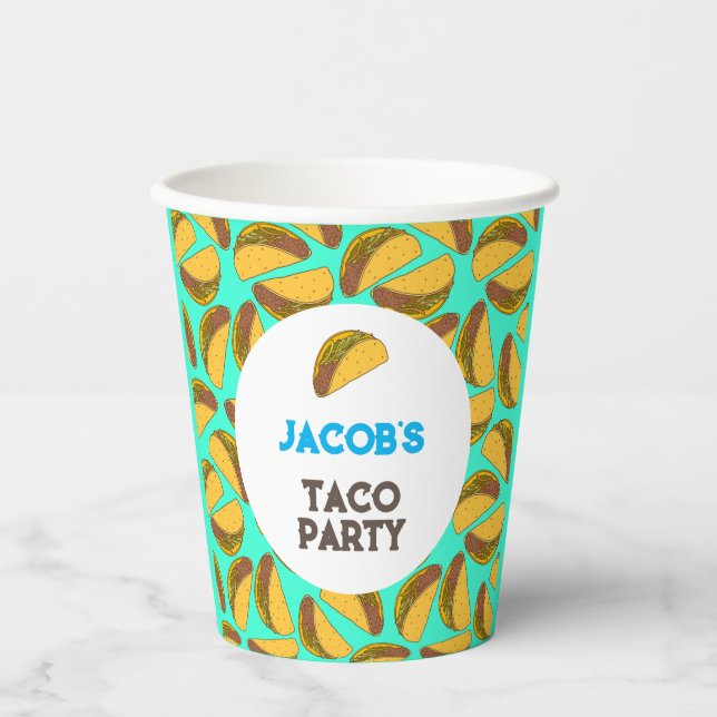Mexican Restaurant Tacos Birthday Party Paper Cups (Front)