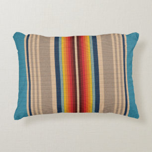 Mexican Rug: Colourful Stripes Seamless. Decorative Cushion