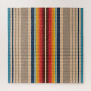 Mexican Rug: Colourful Stripes Seamless. Jigsaw Puzzle
