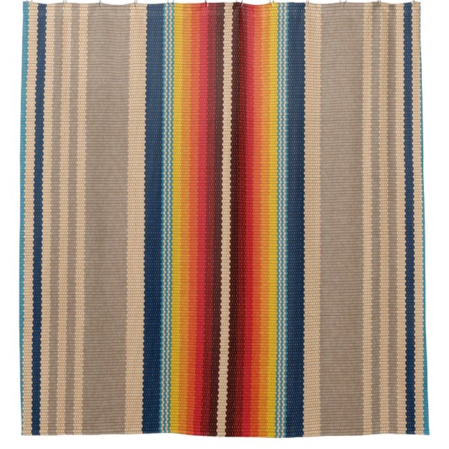 Mexican Rug: Colourful Stripes Seamless. Shower Curtain (Front)