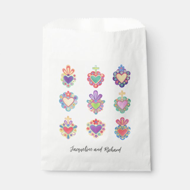 MEXICAN SACRED HEARTS FAVOUR BAGS (Front)