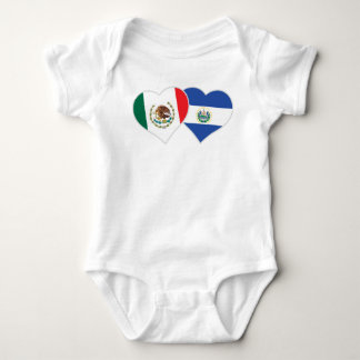 Mexican Salvadorian Flag Heart Mexico El Salvador Baby Bodysuit