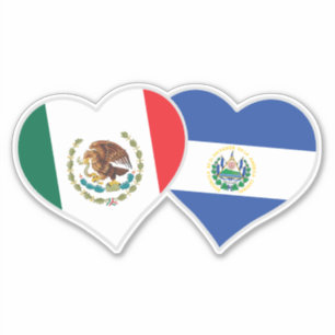 Mexican Salvadorian Flag Hearts Mexico El Salvador