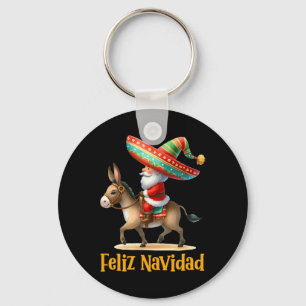 Mexican Santa Riding Donkey Christmas Navidad Mexi Key Ring