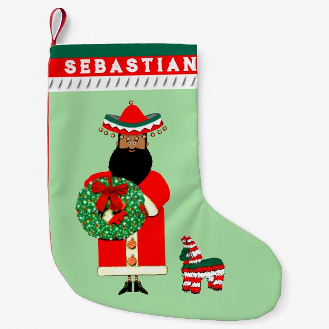 Mexican Santa Small Christmas Stocking (Front)