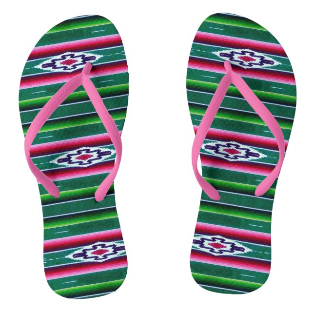 Mexican Sarape Pattern Flip Flops (Footbed)