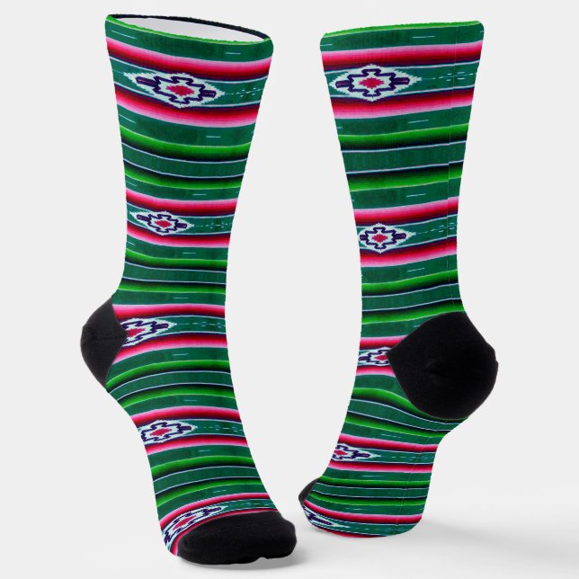 Mexican Sarape Pattern  Socks (Angled)