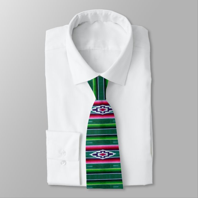 Mexican Sarape Pattern Tie (Tied)