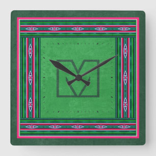 Mexican Sarape Pattern with (or without) Monogram Square Wall Clock