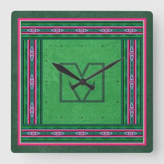 Mexican Sarape Pattern with (or without) Monogram Square Wall Clock