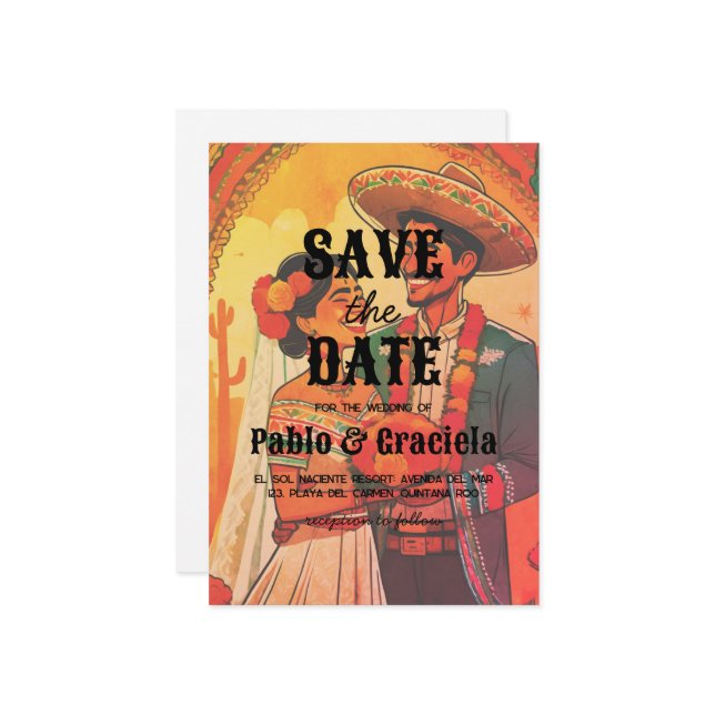 mexican save the date invitation (Front/Back In Situ)