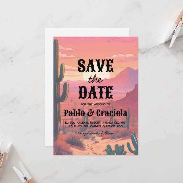 mexican save the date invitation (Front/Back In Situ)