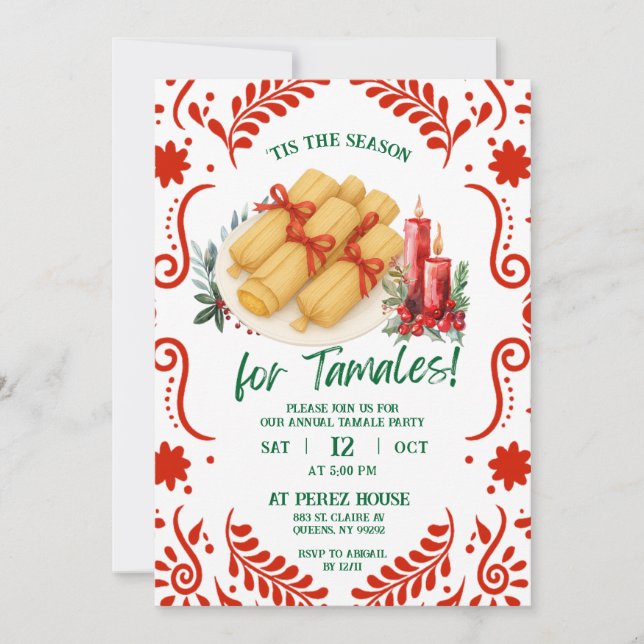 Mexican Season for Tamales Christmas Fiesta Invitation (Front)