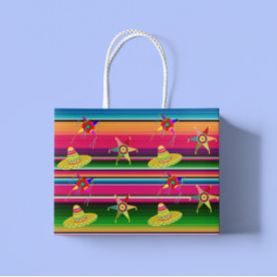 Mexican Serape Blanket Stripes Mexico Christmas Large Gift Bag