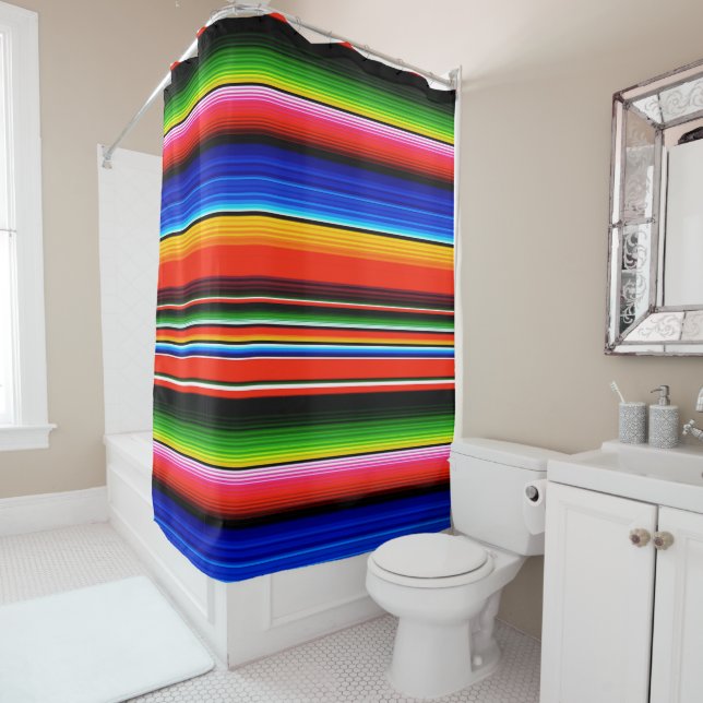 Mexican Serape Design Shower Curtain (In Situ)