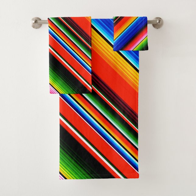 Mexican Serape Fiesta Southwestern Design Bath Towel Set (Insitu)