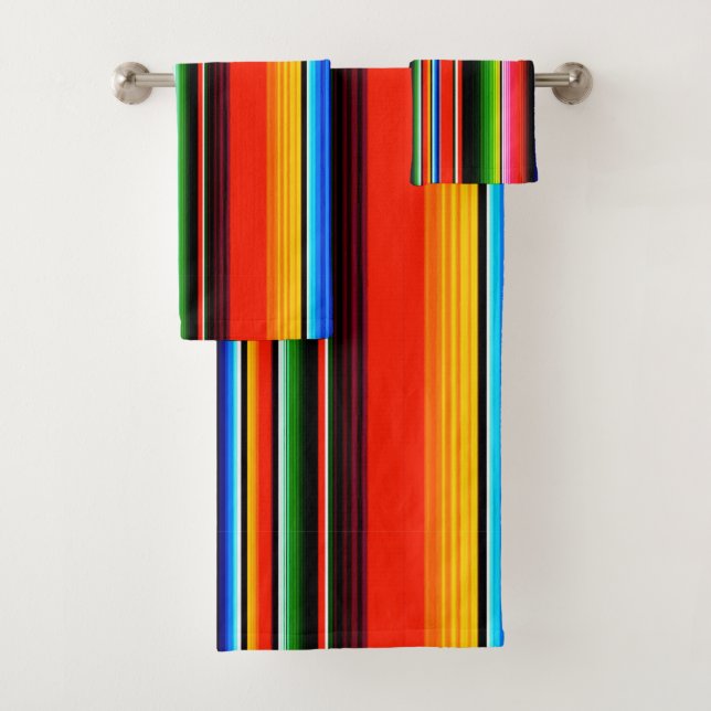 Mexican Serape Fiesta Southwestern Design Bath Towel Set (Insitu)