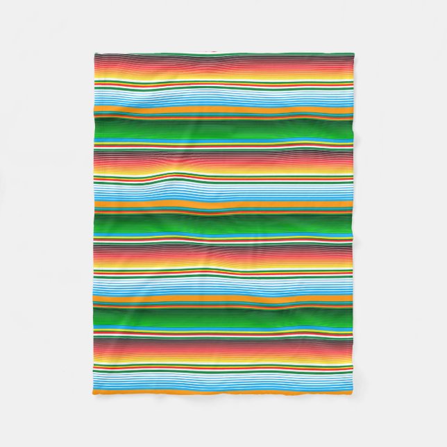 Mexican Serape Horizontal Lines Colorful Pattern Fleece Blanket (Front)