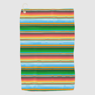 Mexican Serape Horizontal Lines Colorful Pattern Golf Towel