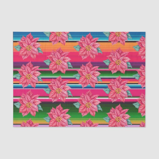 Mexican Serape Poinsettia Mexico Christmas   Tissue Paper (Front)