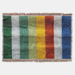 Mexican Serape Stripes Woven Fabric Texture Throw Blanket