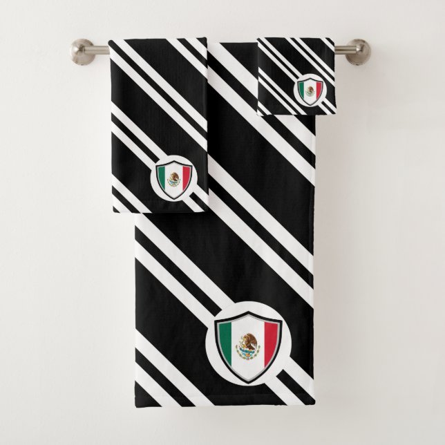 Mexican shield flag bath towel set (Insitu)