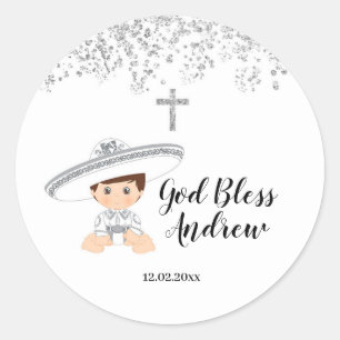 Mexican Silver Charro Baptism Sticker