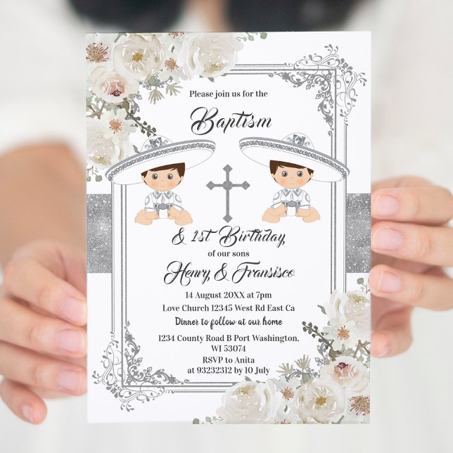 Mexican Silver Charro Boys Baptism and Birthday Invitation (Creator Uploaded)