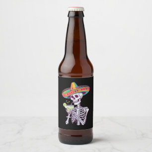 Mexican Skeleton Cinco De Mayo Margarita Fiesta Beer Bottle Label