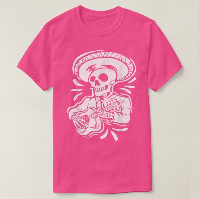 Mexican Skeleton Guitarist Tshirt T-Shirt (Design Front)