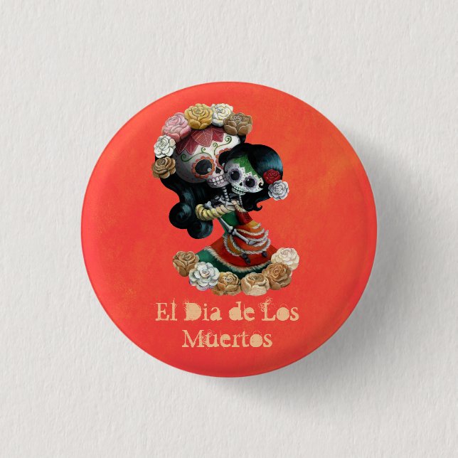 Mexican Skeleton Motherly Love 3 Cm Round Badge (Front)