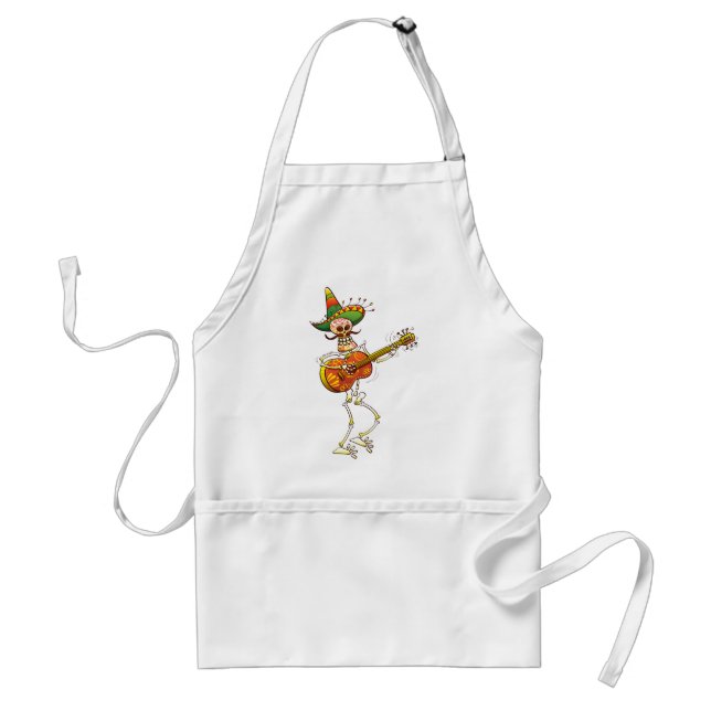 Mexican Skeleton Playing Guitar Standard Apron (Front)