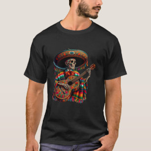 Mexican Skeleton Sombrero Cinco De Mayo Fiesta Bow T-Shirt