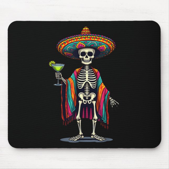 Mexican Skeleton Sombrero Cinco De Mayo Fiesta Par Mouse Mat (Front)