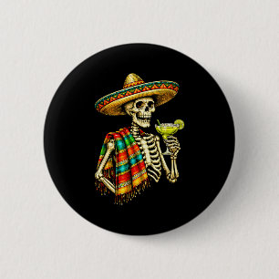 Mexican skeleton sombrero cinco de mayo mexican 6 cm round badge