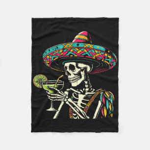 Mexican Skeleton Sombrero Cinco De Mayo Mexican Fi Fleece Blanket