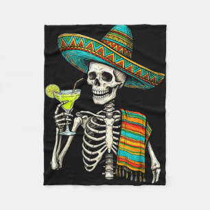 Mexican skeleton sombrero cinco de mayo mexican fleece blanket
