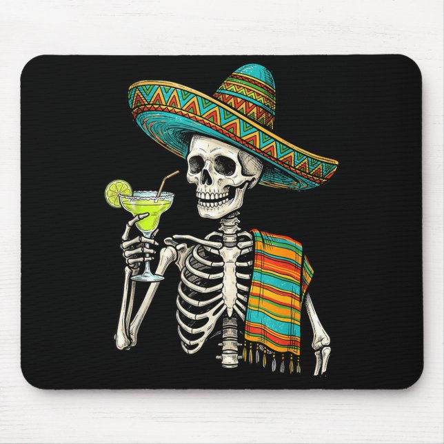 Mexican Skeleton Sombrero Cinco De Mayo Mexican Mouse Mat (Front)