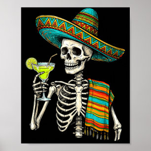 Mexican skeleton sombrero cinco de mayo mexican poster