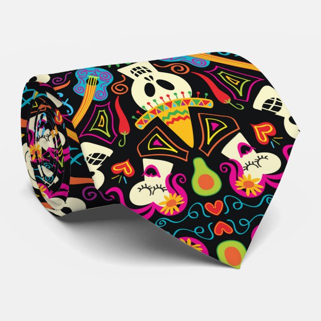 Mexican skeletons celebrating the Day of the Dead Tie (Rolled)