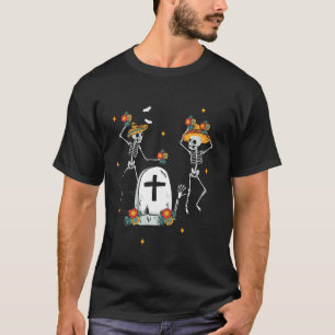 Mexican Skeletons Mariachi Sombrero Hat The Day Of T-Shirt