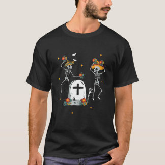 Mexican Skeletons Mariachi Sombrero Hat The Day Of T-Shirt