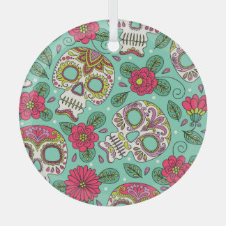 Mexican skull and flowers, seamless. glass tree decoration