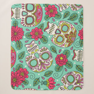 Mexican skull and flowers, seamless. sherpa blanket