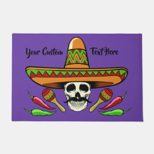 Mexican Skull custom text & colour door mats