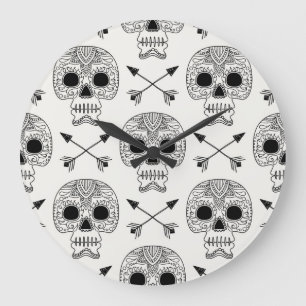 Mexican Skull Day of Dead Large Clock